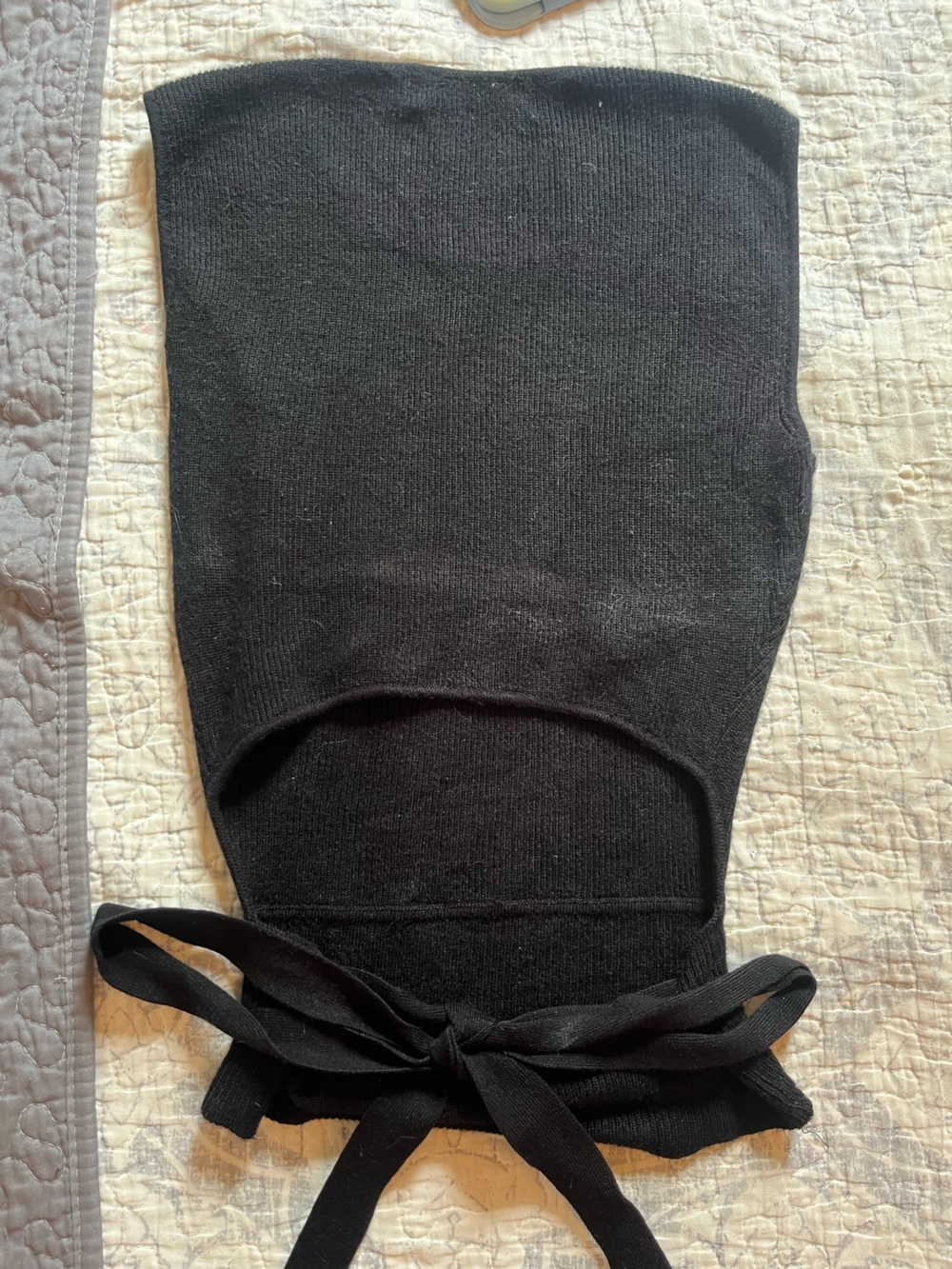 Zara Black Women's Knit Sweater Top with Open Back & Tie Detail